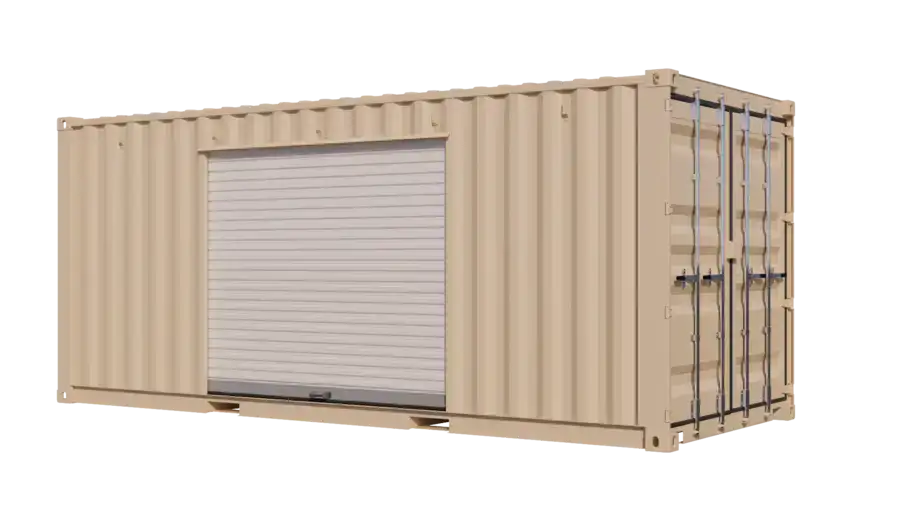 20ft New Storage Container w/ One 7ft Roll-up Door on Right Side