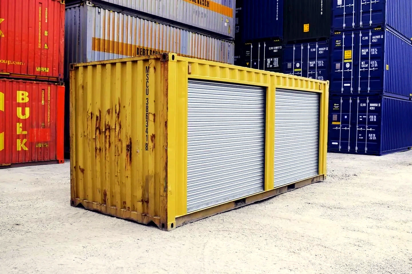 Yellow 20ft Used Container – Dual Side Roll-Up Doors