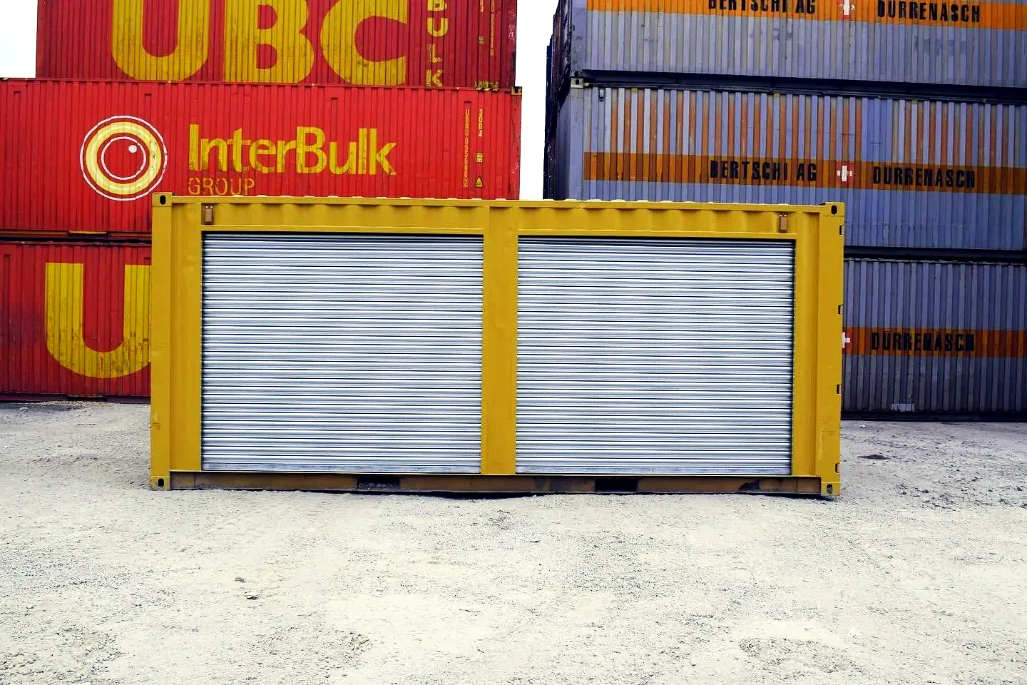 Yellow 20ft Used Container – Dual Side Roll-Up Doors